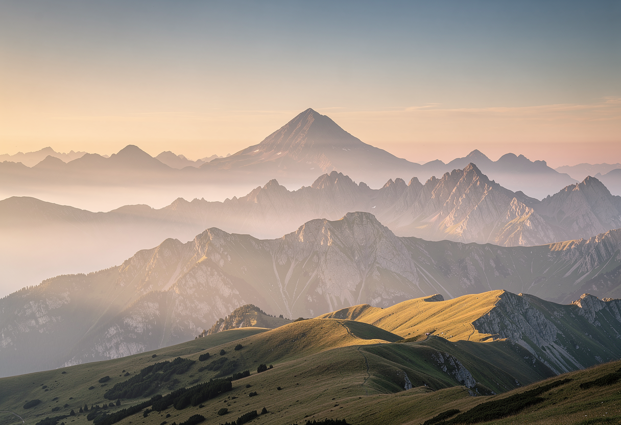Mountain landscape at golden hour